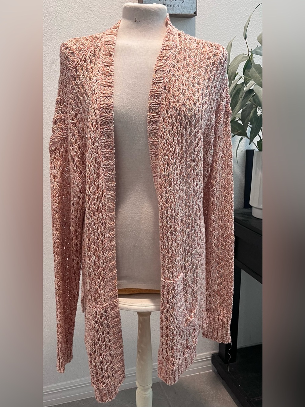 Maurices Blush Pink/Coral Marled Open-Front Cardigan